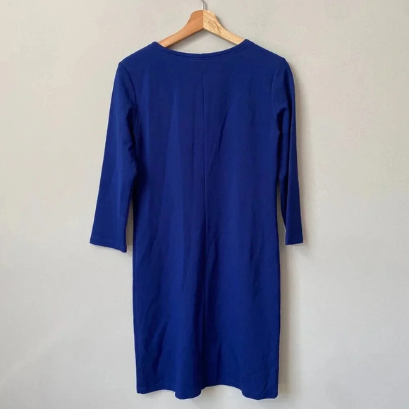 Persifor Women's XS 3/4 Sleeve Solid Tyler V-Neck Sheath Shift Knit Dress Blue - Picture 11 of 16